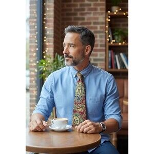 Hathaway Classic Silk Tie Paisley Red Gold USA